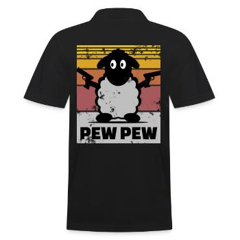 Schwarzes Schaf Pew Pew Vintage Design - Männer Poloshirt - Schwarz - Hinten - Kai (181cm)