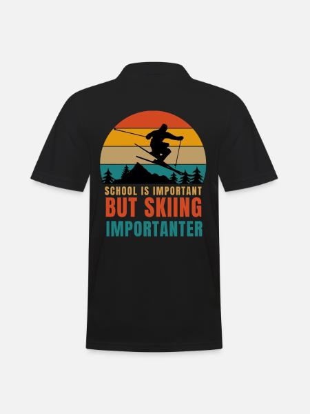 school is important but skiing importanter - Men's Polo Shirt - black