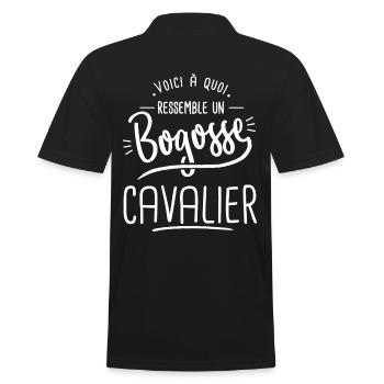 bogosse cavalier humour homme cheval équitation - Polo Homme - noir - Dos - Kai (181cm)