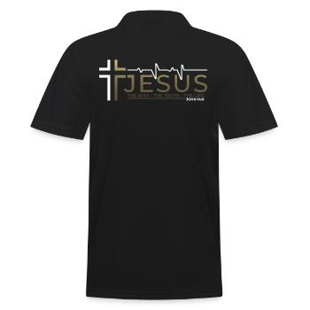 Jesus Christus Bibelvers Weg Wahrheit Leben Christ - Männer Poloshirt - Schwarz - Hinten - Kai (181cm)
