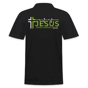Jesus Christus Bibelvers Weg Wahrheit Leben Christ - Männer Poloshirt - Schwarz - Hinten - Kai (181cm)