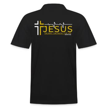 Jesus Christus Bibelvers Weg Wahrheit Leben Christ - Männer Poloshirt - Schwarz - Hinten - Kai (181cm)