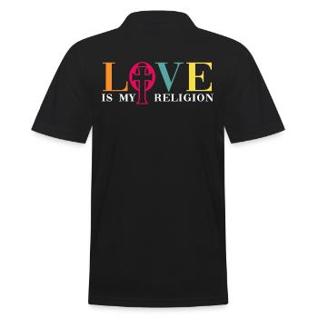bunte Freiheit lgbt human rights colorful jesus - Männer Poloshirt - Schwarz - Hinten - Kai (181cm)