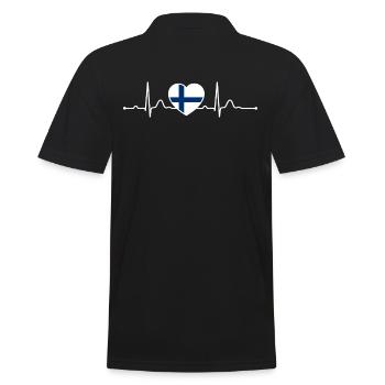 Finlande Heartline Heartbeat Scandinavie Vacances - Polo Homme - noir - Dos - Kai (181cm)