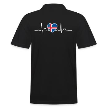 Islande Heartline Heartbeat Scandinavie Vacances - Polo Homme - noir - Dos - Kai (181cm)