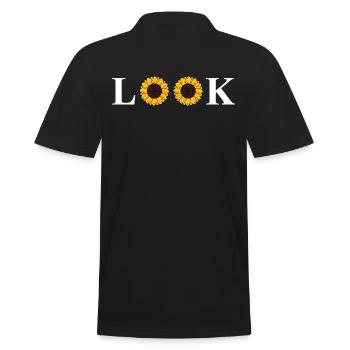 nature retro sunflower look garden friend - Men's Polo Shirt - black - Back - Kai (181cm)