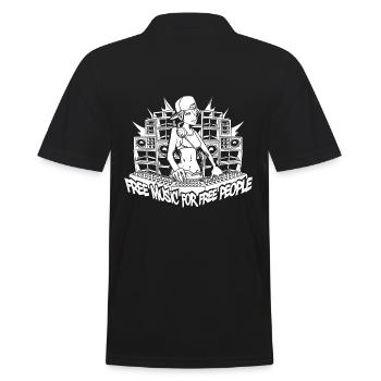 Kostenlose Musik für freie Menschen - Tekno Girl Live Set - Männer Poloshirt - Schwarz - Hinten - Kai (181cm)