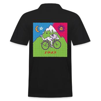 Albert Hofmann Fahrradtag LSD Löschblatt - Männer Poloshirt - Schwarz - Hinten - Kai (181cm)