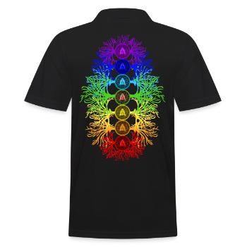 Chakra Energie - Männer Poloshirt - Schwarz - Hinten - Kai (181cm)