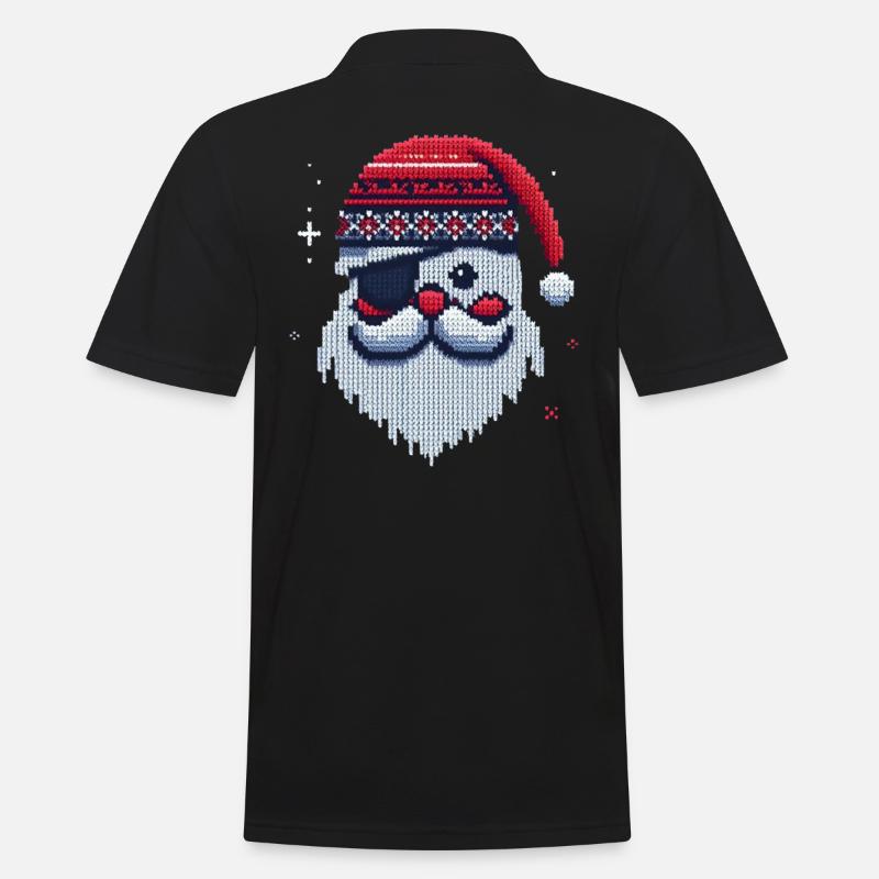 Weihnachtsmann Kawaii Strickmuster - Männer Poloshirt - Schwarz
