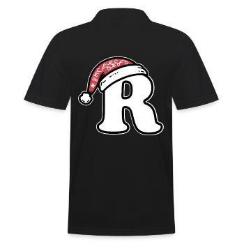 Buchstabe R mit Weihnachtsmütze - Männer Poloshirt - Schwarz - Hinten - Kai (181cm)