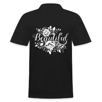 Beautiful Schrift Schön - Männer Poloshirt - Schwarz - Hinten - Kai (181cm)
