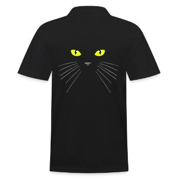 Schwarze Katze - Männer Poloshirt - Schwarz - Hinten - Kai (181cm)
