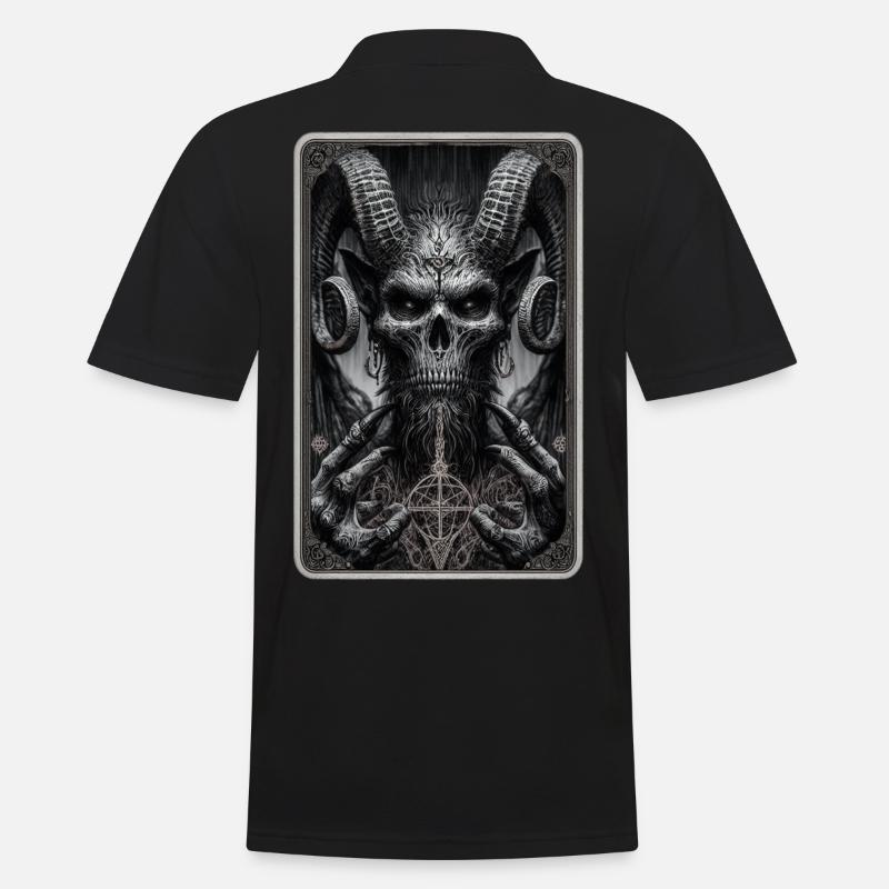 Dämon mit Hörnern und Pentagramm - Männer Poloshirt - Schwarz