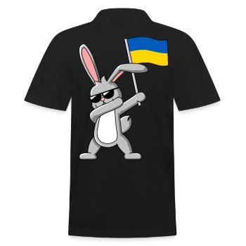 Dabbing Rabbit avec le drapeau de l’Ukraine - Polo Homme - noir - Dos - Kai (181cm)