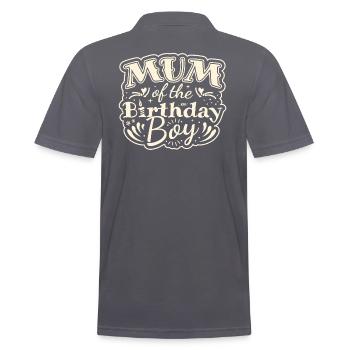MUM OF THE BIRTHDAY BOY - BIRTHDAY PARTY - Men's Polo Shirt - charcoal grey - Back - Nico (186cm)