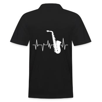Saxophon Herzschlag EKG Saxophonist Jazz Blasmusik - Männer Poloshirt - Schwarz - Hinten - Kai (181cm)