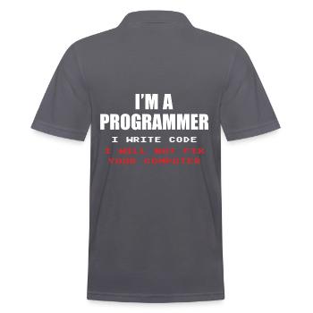 Programmierer Geek Computer Programmierung Coder L - Männer Poloshirt - Anthrazit - Hinten - Nico (186cm)