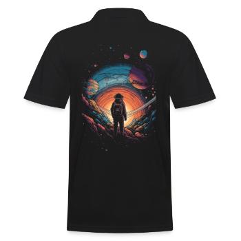 Wandering in the Universe - Surrealist Artwork - Men's Polo Shirt - black - Back - Kai (181cm)