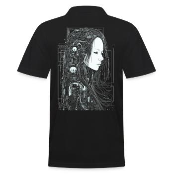 Belle femme gothique cyborg aux cheveux longs - Polo Homme - noir - Dos - Kai (181cm)