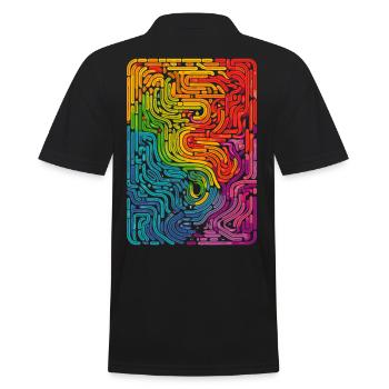 Cool, Surreal Rainbow Retro Tubes Pattern - Men's Polo Shirt - black - Back - Kai (181cm)