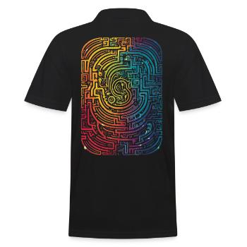 Cool, Surreal Rainbow Retro Tubes Pattern - Men's Polo Shirt - black - Back - Kai (181cm)