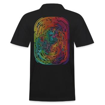 Cooles, surreales Regenbogen Labyrinth Rohre - Männer Poloshirt - Schwarz - Hinten - Kai (181cm)