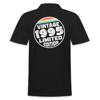Vintage 1995 Birthday Gift Birthday Party - Men's Polo Shirt - black - Back - Kai (181cm)