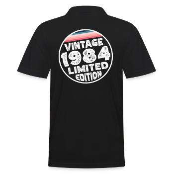 Vintage 1984 Birthday Gift Birthday Party - Men's Polo Shirt - black - Back - Kai (181cm)