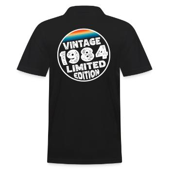 Vintage 1984 Birthday Gift Birthday Party - Men's Polo Shirt - black - Back - Kai (181cm)