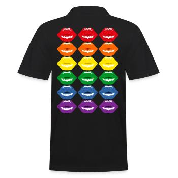 Regenbogenfahne Regenbogen Flagge LBGT Pride LGBTQ - Männer Poloshirt - Schwarz - Hinten - Kai (181cm)