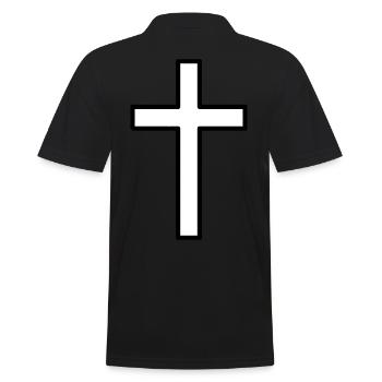 schlichtes schickes Kreuz - Männer Poloshirt - Schwarz - Hinten - Kai (181cm)