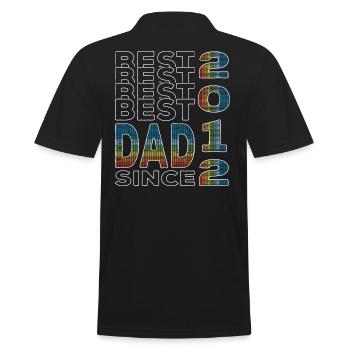 Best dad in the world since 2012 Father's Day Birthday - Men's Polo Shirt - black - Back - Kai (181cm)