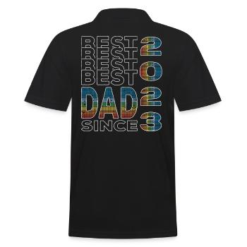 Bester Papa der Welt seit 2023 Vatertag Geburtstag - Männer Poloshirt - Schwarz - Hinten - Kai (181cm)