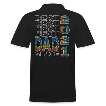 Bester Papa der Welt seit 2021 Vatertag Geburtstag - Männer Poloshirt - Schwarz - Hinten - Kai (181cm)