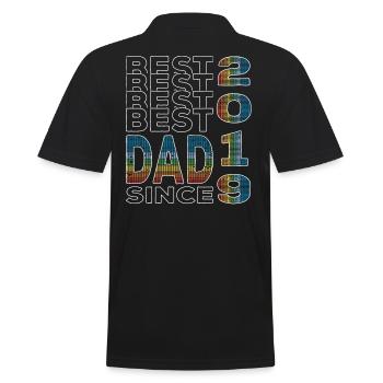Bester Papa der Welt seit 2019 Vatertag Geburtstag - Männer Poloshirt - Schwarz - Hinten - Kai (181cm)