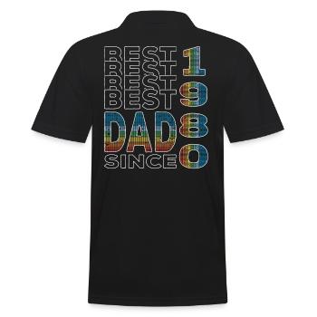Bester Papa der Welt seit 1980 Vatertag - Männer Poloshirt - Schwarz - Hinten - Kai (181cm)
