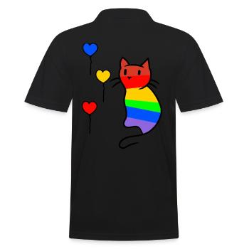 Katze Katzen Kitten LGBT Regenbogenfahne Liebe - Männer Poloshirt - Schwarz - Hinten - Kai (181cm)