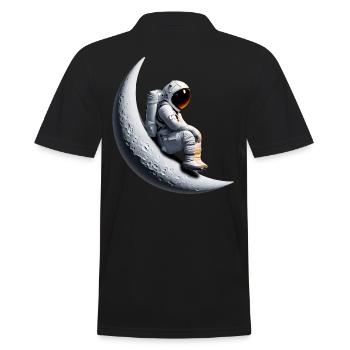 Astronaut in the crescent moon - Men's Polo Shirt - black - Back - Kai (181cm)
