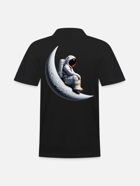 Astronaut in the crescent moon - Men's Polo Shirt - black