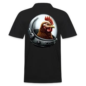 Astronautenhuhn Astronaut Huhn - Männer Poloshirt - Schwarz - Hinten - Kai (181cm)