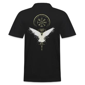 Wikinger - Vegvísir - Rabe - Kompass - Runen - Männer Poloshirt - Schwarz - Hinten - Kai (181cm)