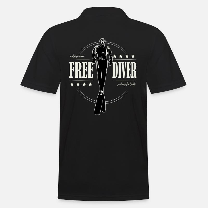 Freediver - one breath - push the limits - Männer Poloshirt - Schwarz