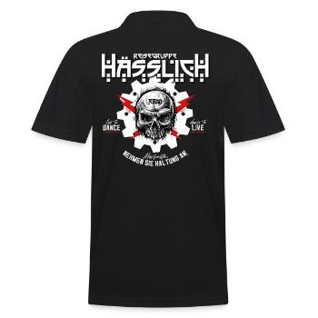 EBM - Reisegruppe Hässlich - Männer Poloshirt - Schwarz - Hinten - Kai (181cm)