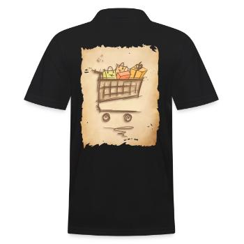 Einkaufswagen mit Geschenken Einkaufstüten - Männer Poloshirt - Schwarz - Hinten - Kai (181cm)