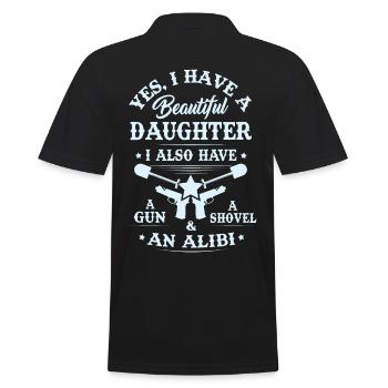 T-shirt for Dad & Mom -I have a Beautiful Daughter - Men's Polo Shirt - black - Back - Kai (181cm)