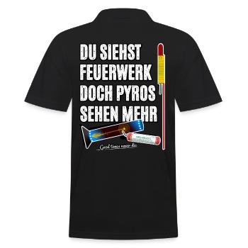 Pyro Nostalgie - Männer Poloshirt - Schwarz - Hinten - Kai (181cm)
