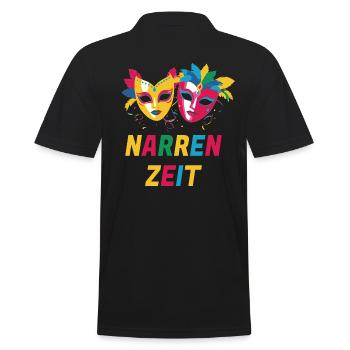 Karneval Köln Fasching Kostüm Maske Narren - Männer Poloshirt - Schwarz - Hinten - Kai (181cm)