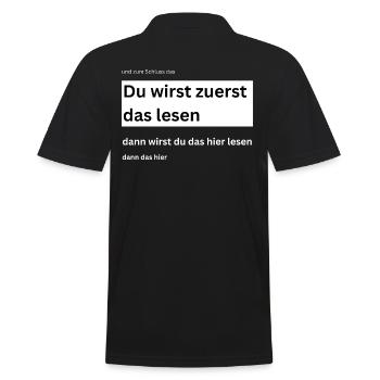 Lustiges humorvolles Motiv. Garantierter Spaß - Männer Poloshirt - Schwarz - Hinten - Kai (181cm)