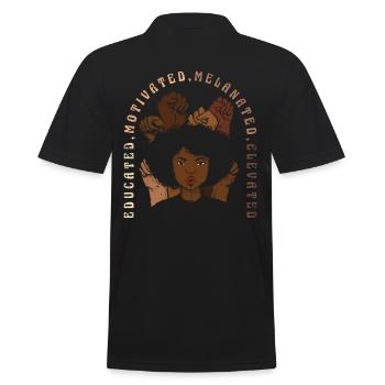 Gebildet, Motiviert, Melanisiert, Stolz - Männer Poloshirt - Schwarz - Hinten - Kai (181cm)